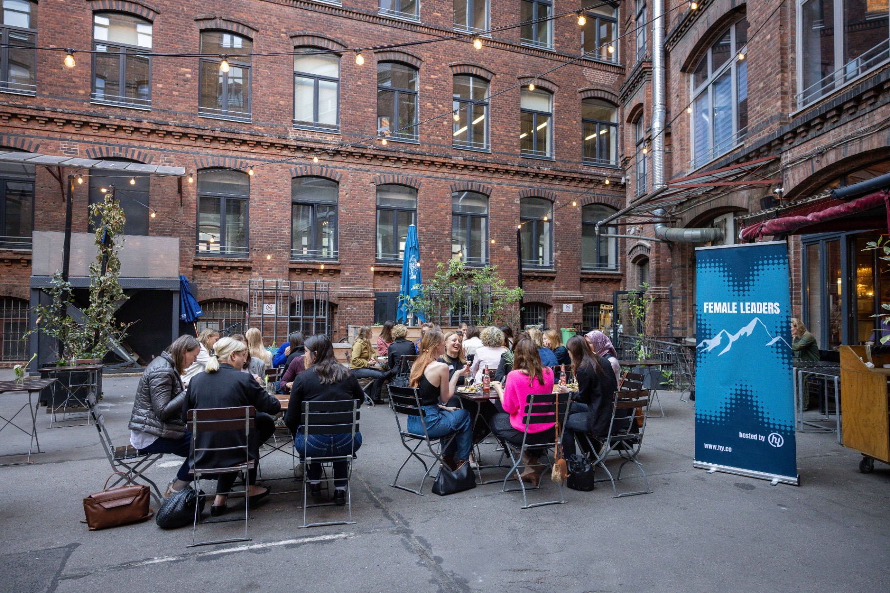 Community dinner in a Berlin courtyard